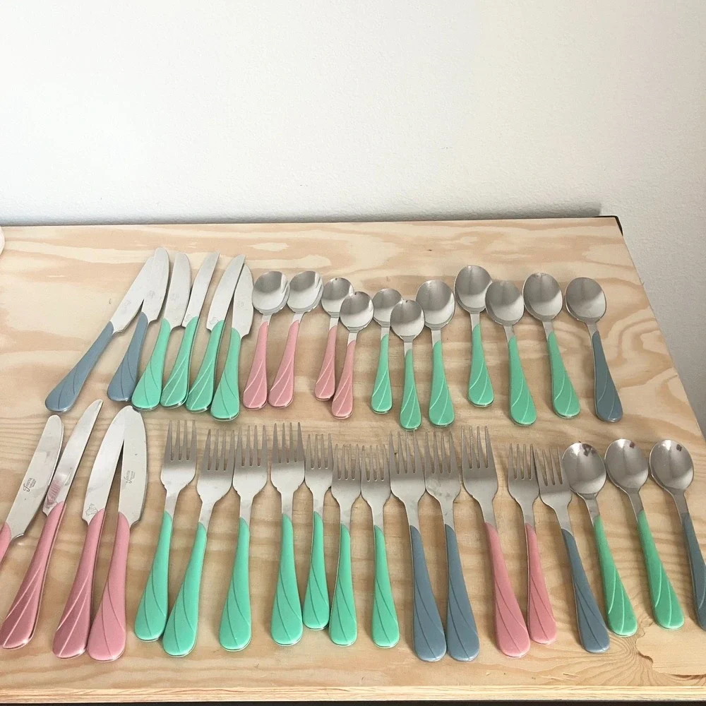 FiestaWare Multi Color Swirl 36 Piece Mixed Lot Flatware Silverware